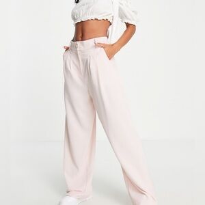 River Island Women’s Pink Wide Leg High Waist Tailored Pants Size 14 Work Office